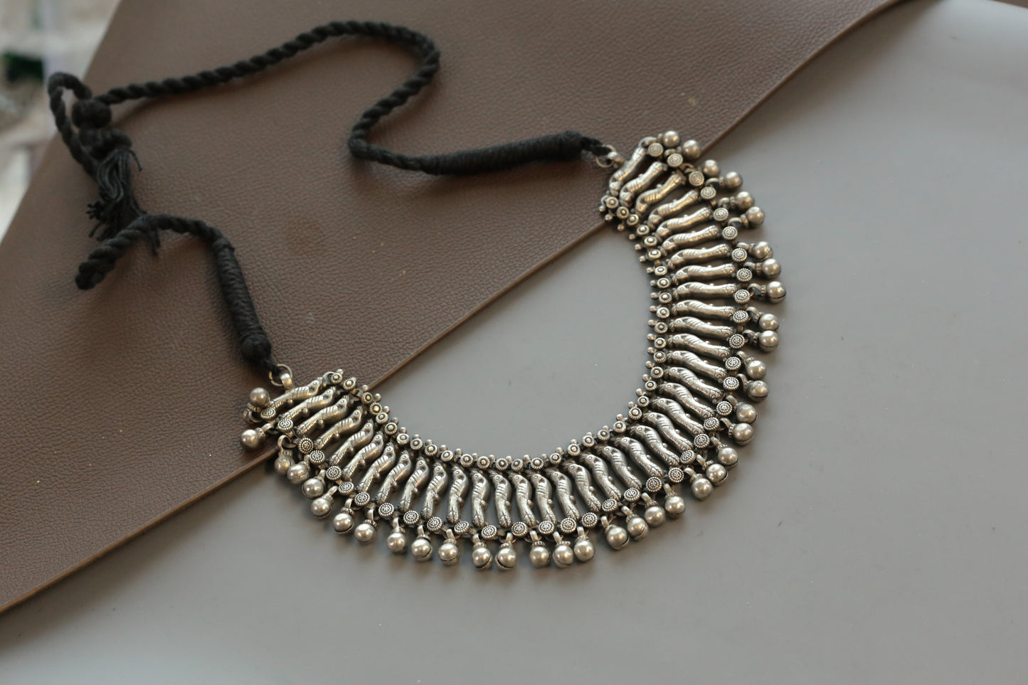 Anubha Silver Look Oxidized  Necklace