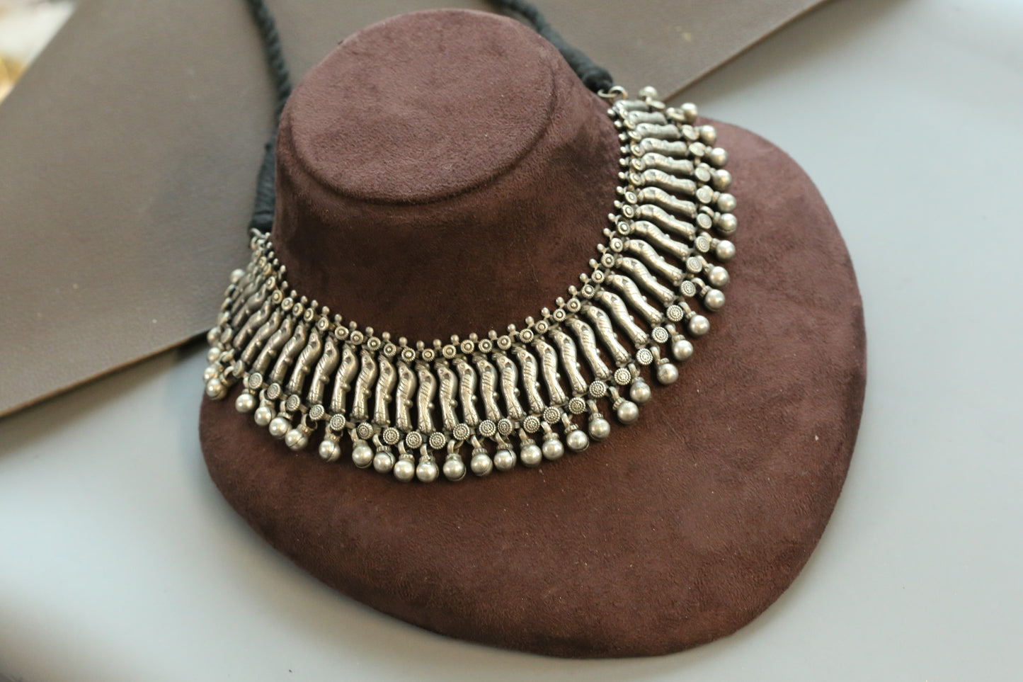 Anubha Silver Look Oxidized  Necklace