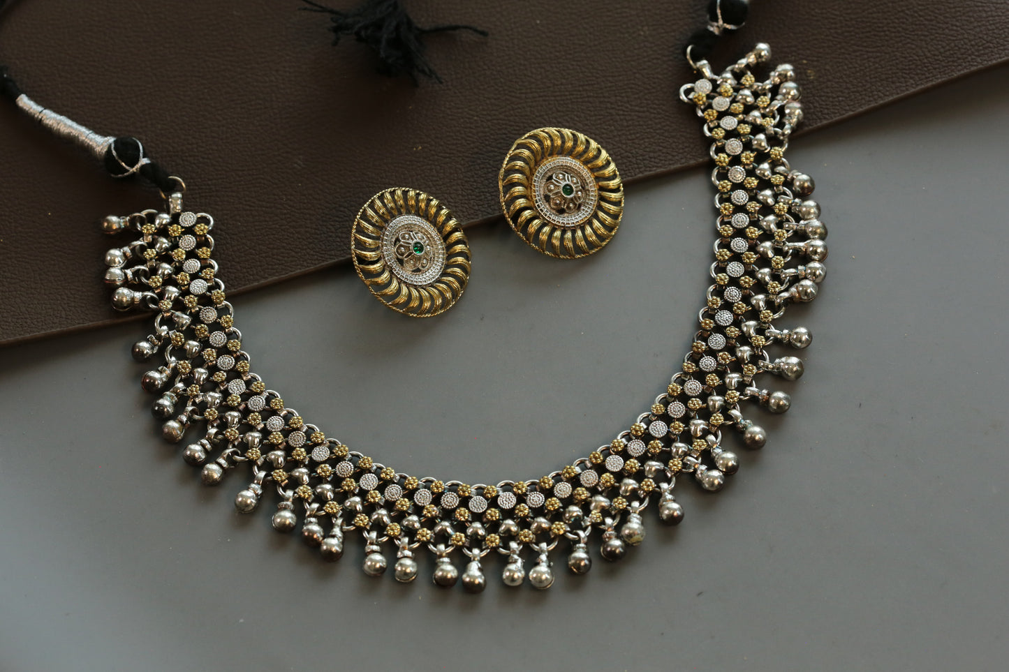 Aruna Silver Look Dual Tone Necklace Set