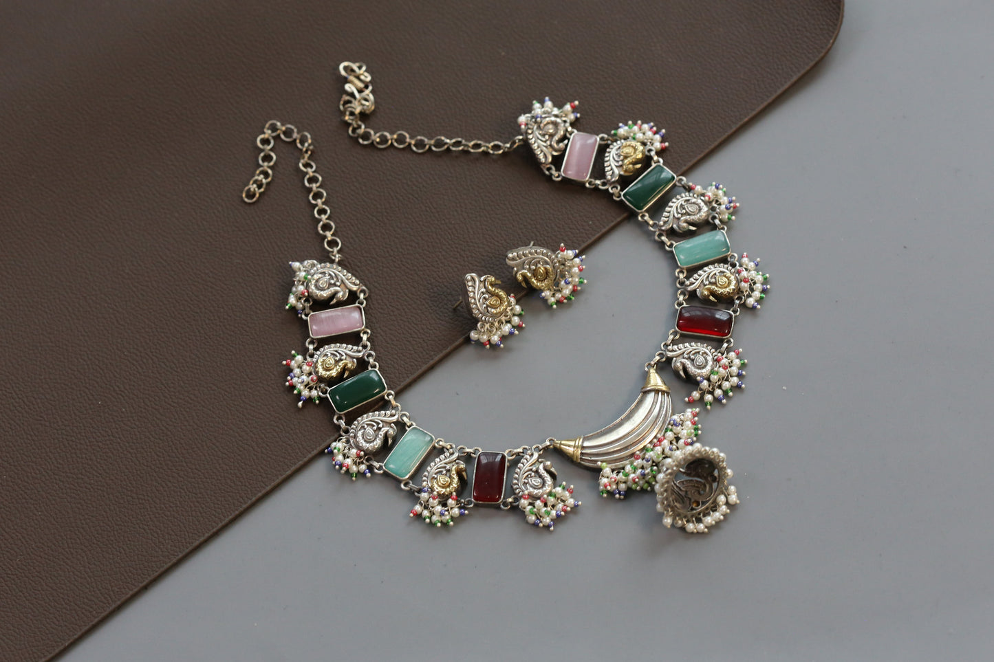 Saira Dual Tone Necklace Set - Multi