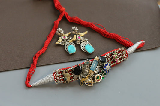 Fusion Thread Necklace -Red