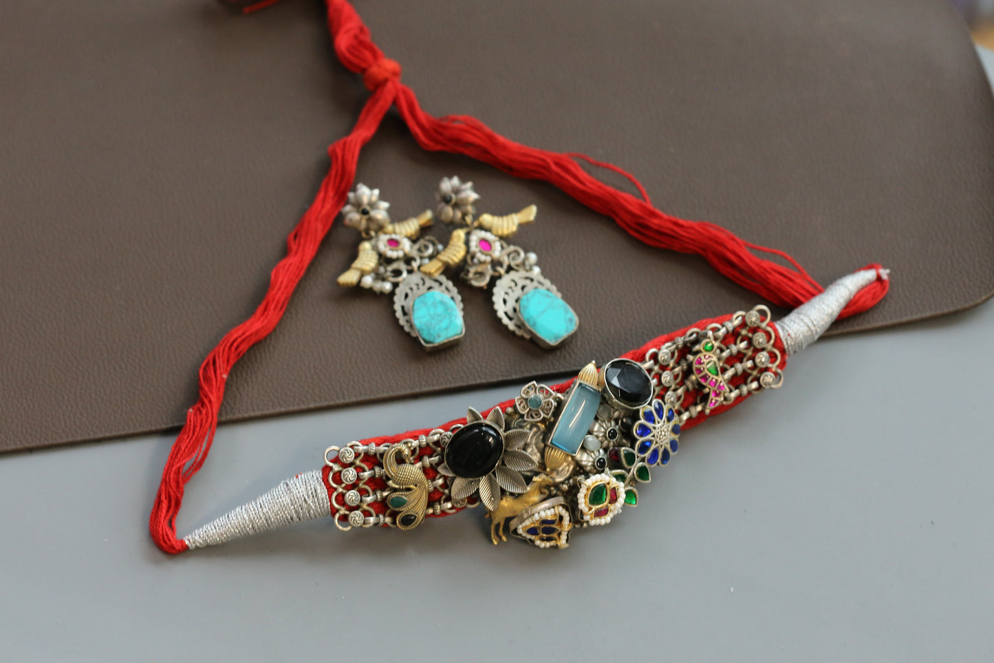 Fusion Thread Necklace -Red