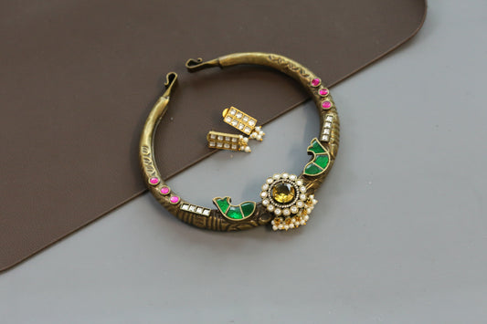 Vintage Look Rubina Hasli Necklace Set - Yellow Stone
