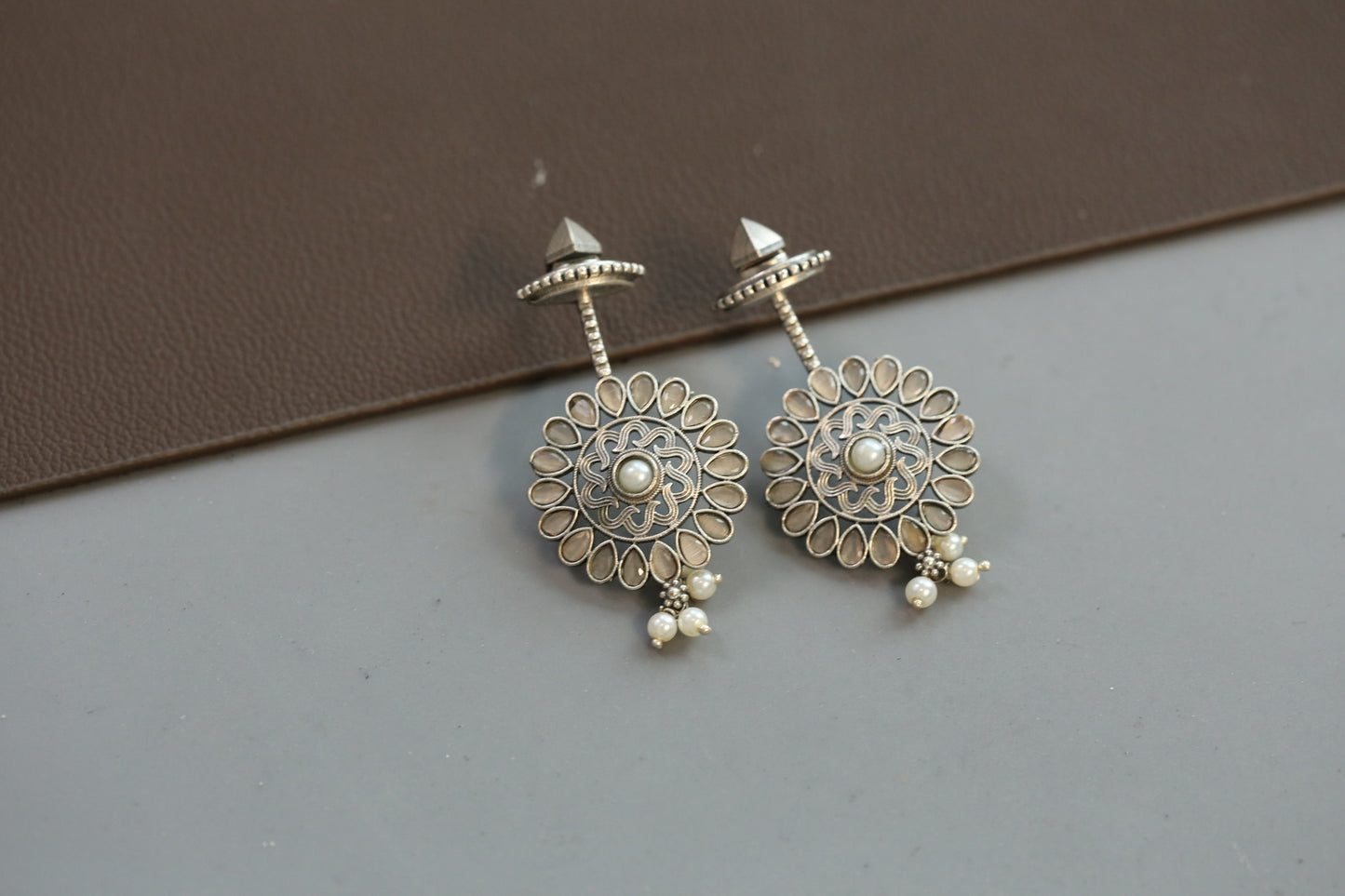 Peach Oxidized Earrings