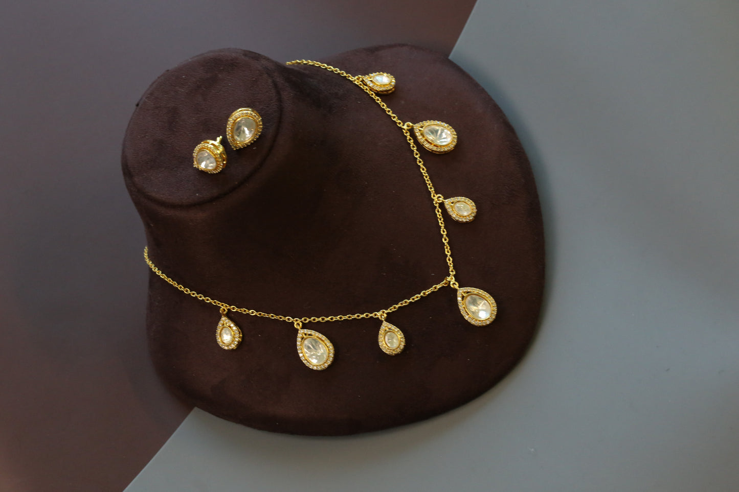 Dainty Polki Pendant Set