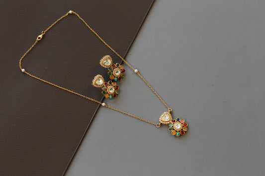 Dainty Multicolor Pendant Set