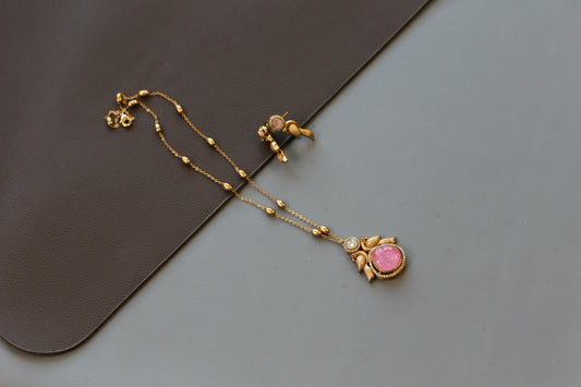 Dainty Pota Doublet Pendant Set - Pink