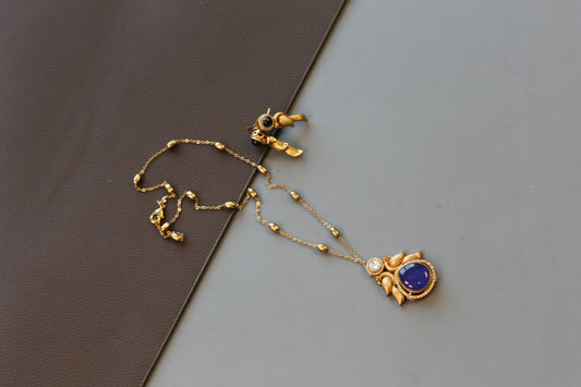 Dainty Pota Doublet Pendant Set - Blue