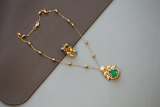 Dainty Pota Doublet Pendant Set - Green