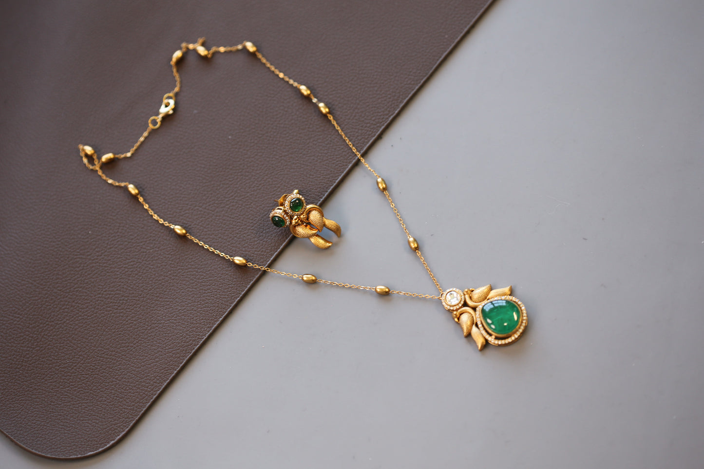 Dainty Pota Doublet Pendant Set - Green