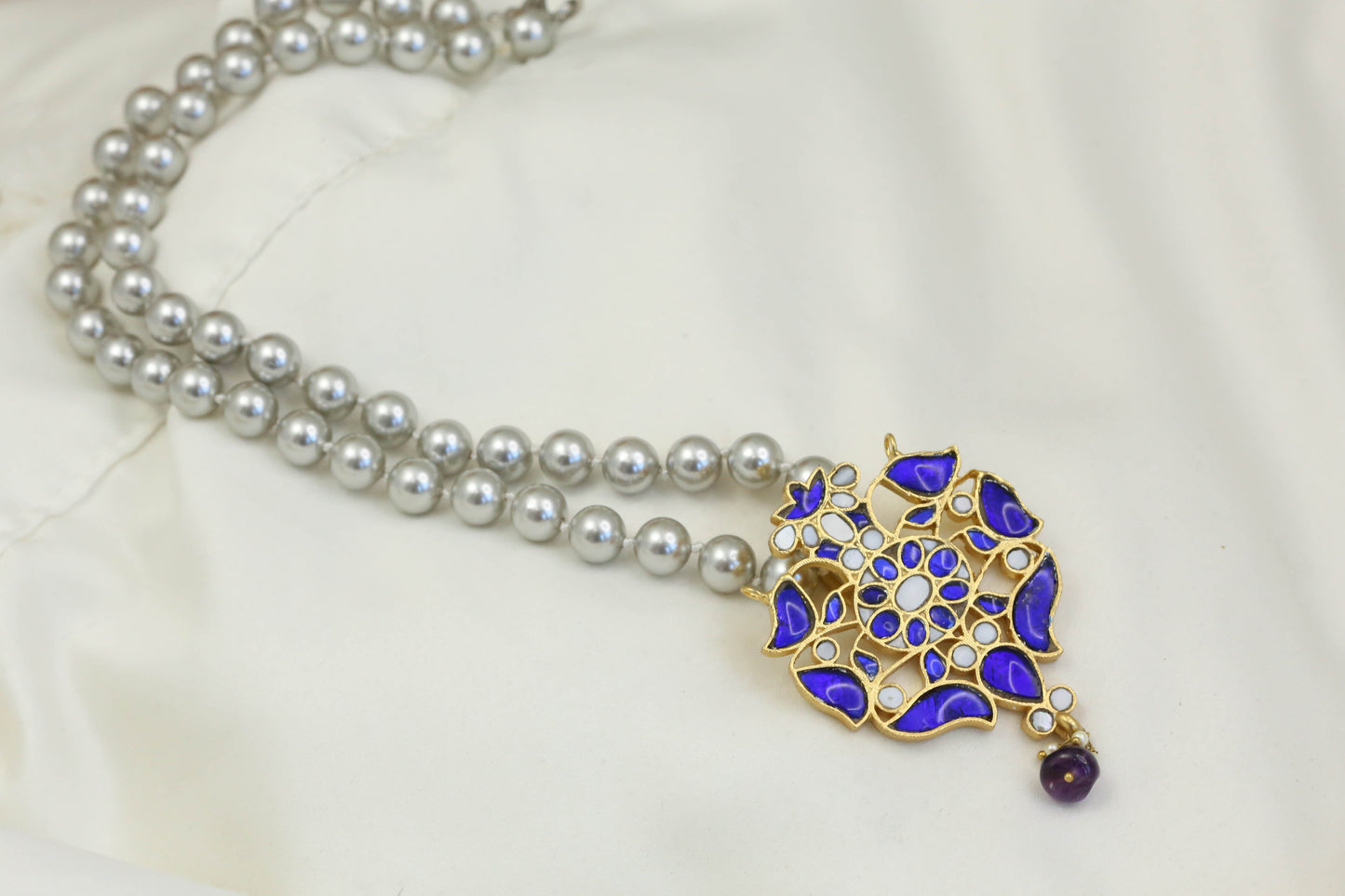 Jadau Pendant Gray Pearls Necklace (103-46)