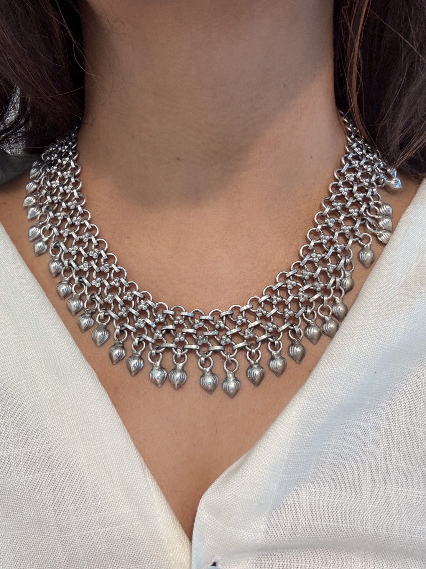 Anubha Silver Look Dual Tone Necklace Set
