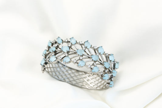 Victorian Carved Stones Bracelet - Blue (Openable)