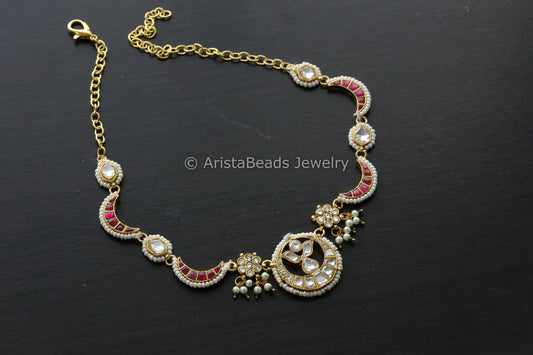 Sunheri Dainty Jadau Kundan Necklace
