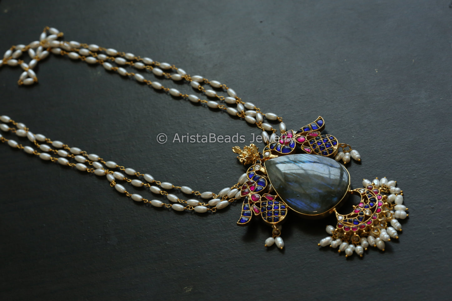 Real Jadau Necklace -Labradorite