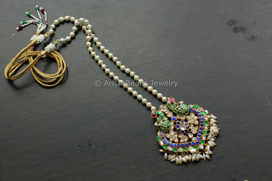 Real Jadau Hasli Necklace - Blue Green