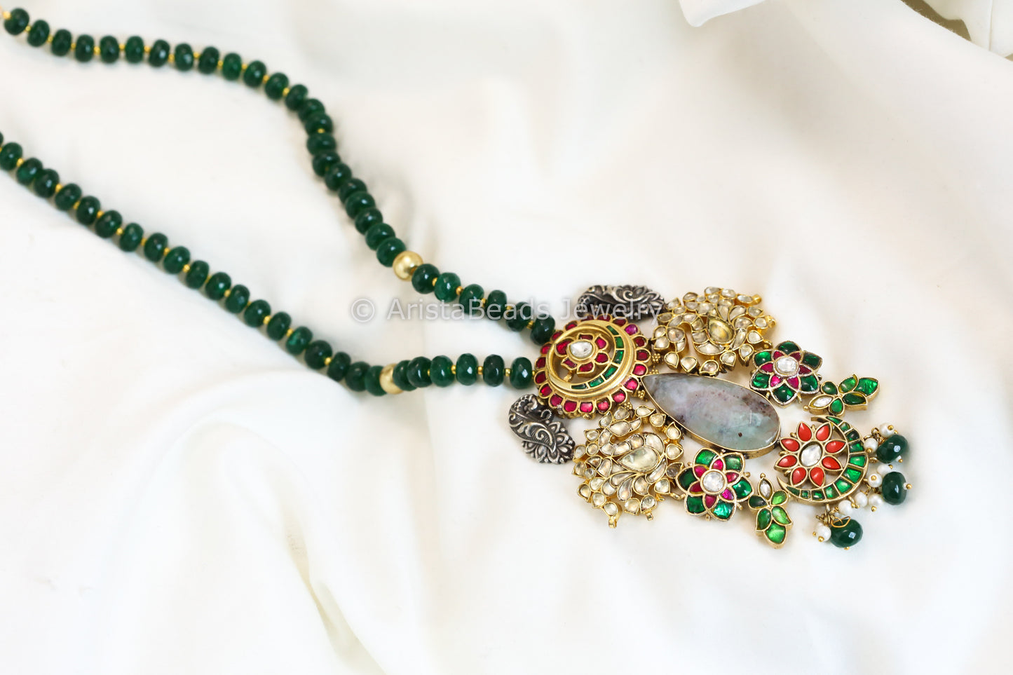 Kundan Jadau Fusion Necklace - Agate Beads