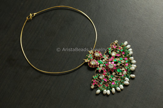 Kundan Jadau Hasli Necklace (Removable)