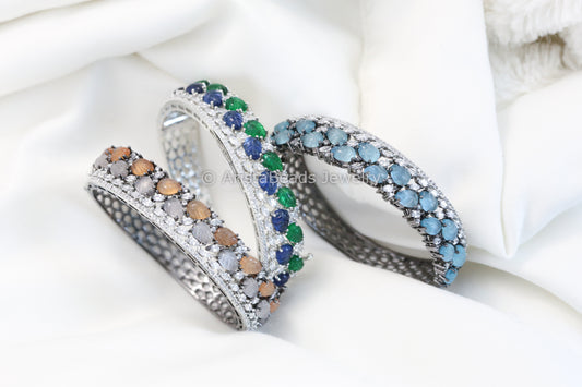 Boutique CZ & Carved Stone Bracelet (Openable)- Colors Available