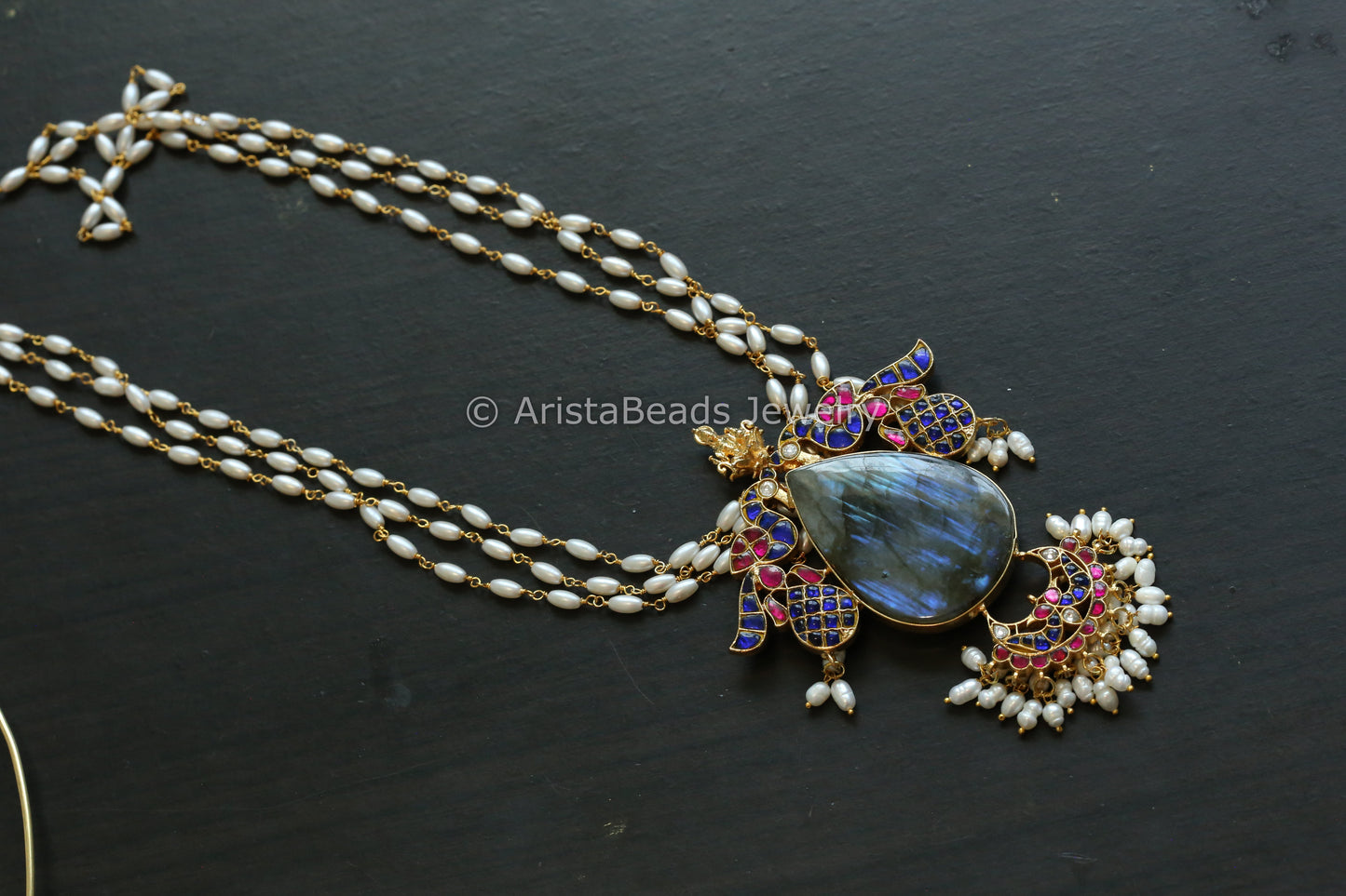 Real Jadau Necklace -Labradorite