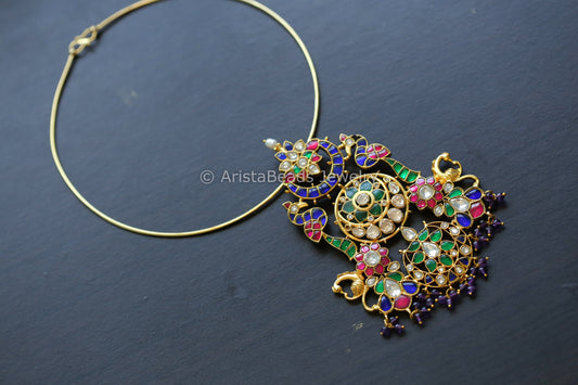 Real Moissanite Jadau Hasli Necklace (Removable)