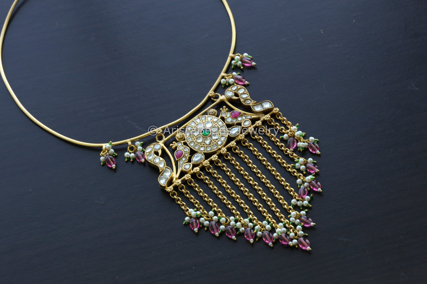 One Of A Kundan Jadau Hasli Tassel Necklace