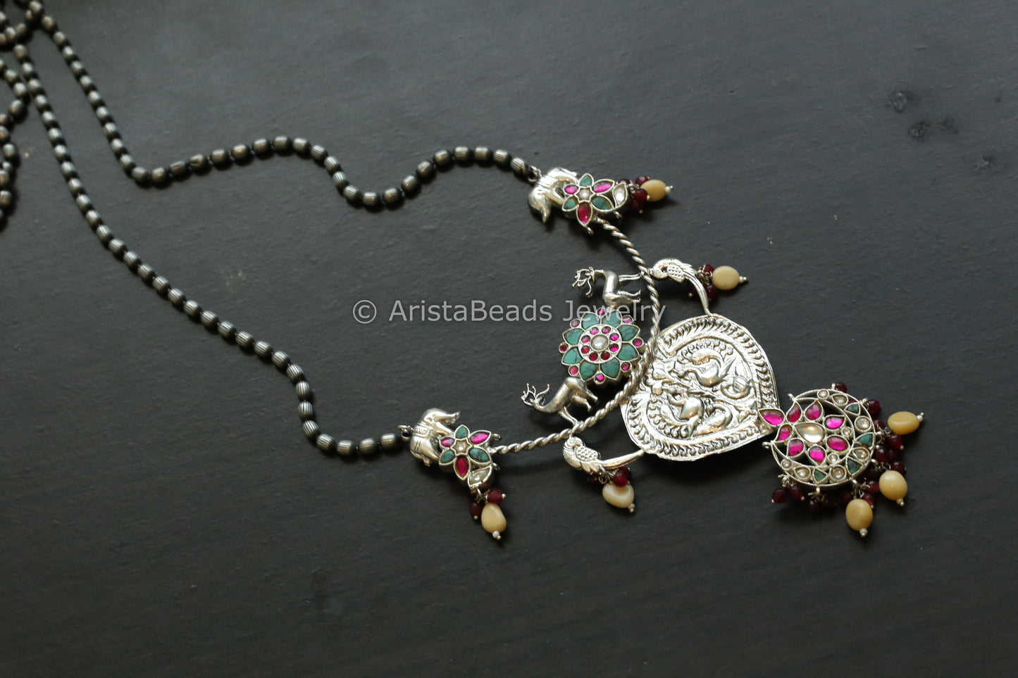 Next To Real Silver Jadau Necklace - Turquoise