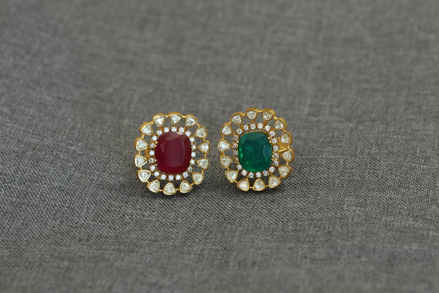 Real Moissanite & CZ Ring - Green Doublet