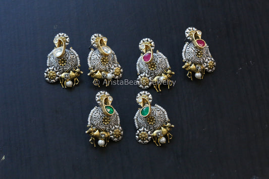 Real Silver Look Jadau Fusion Earrings