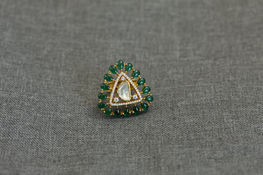 Triangle Real Moissanite & Pota Ring