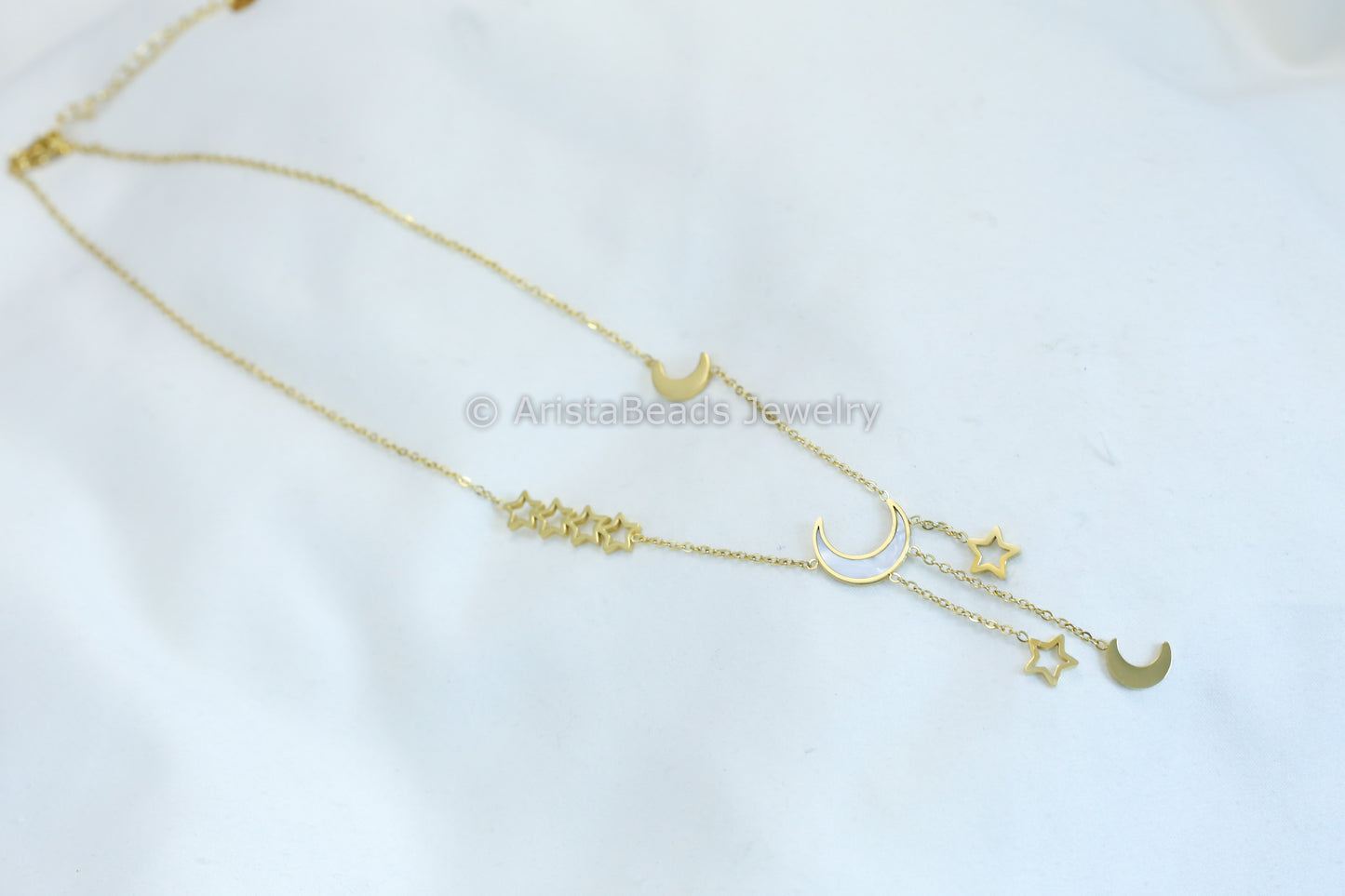 MOP Dainty Chain Moon Necklace