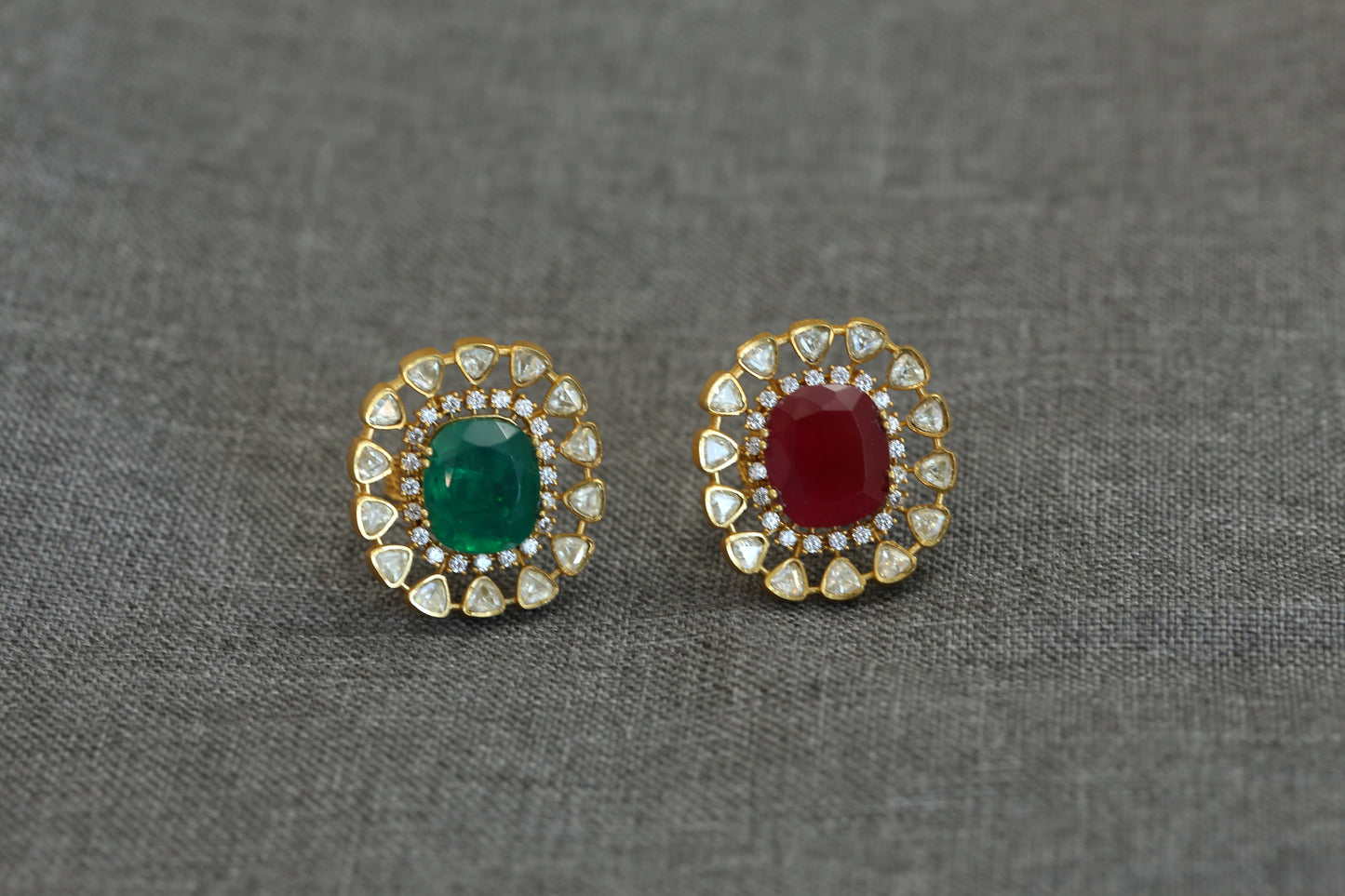 Real Moissanite & CZ Ring - Green Doublet