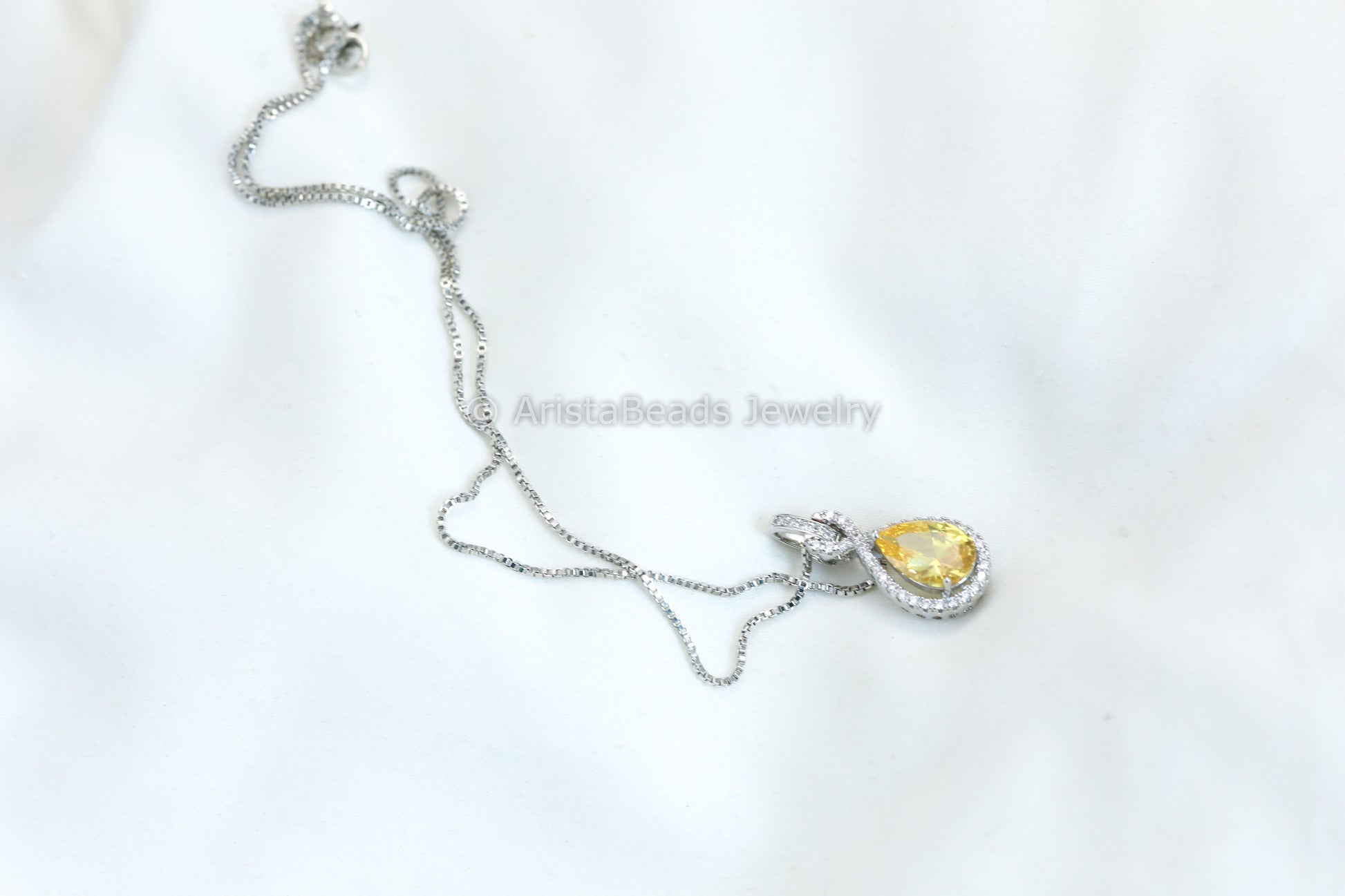 Premium Quality CZ  Pendant In Silver Chain