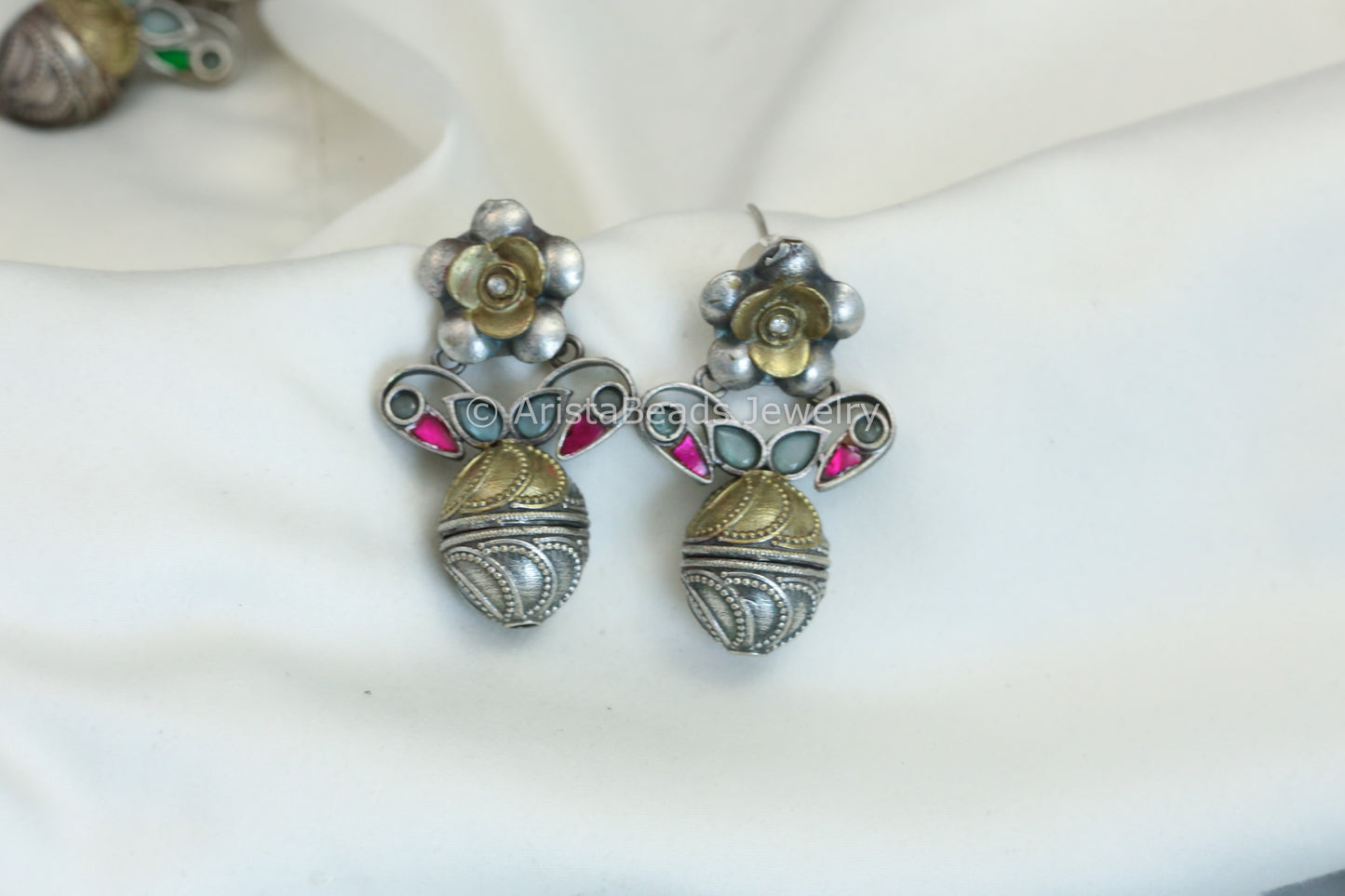 Karishma Dual Tone Earrings - Ruby Mint