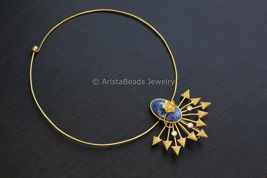 Contemporary Real Lapis Kundan Pendant Hasli