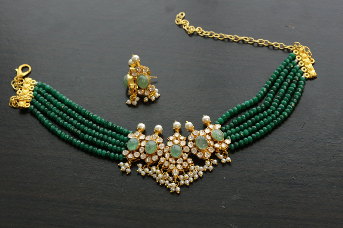 Krupa Moissanite & Aventurine Choker Set