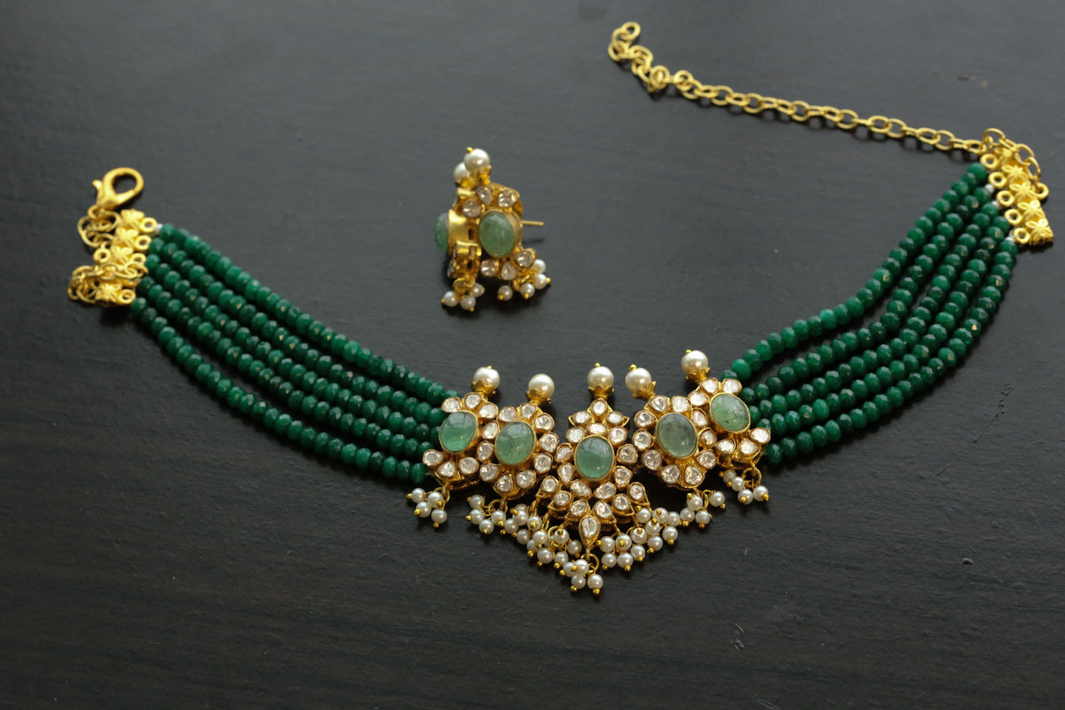 Krupa Moissanite & Aventurine Choker Set
