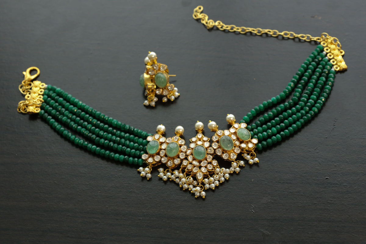 Krupa Moissanite & Aventurine Choker Set