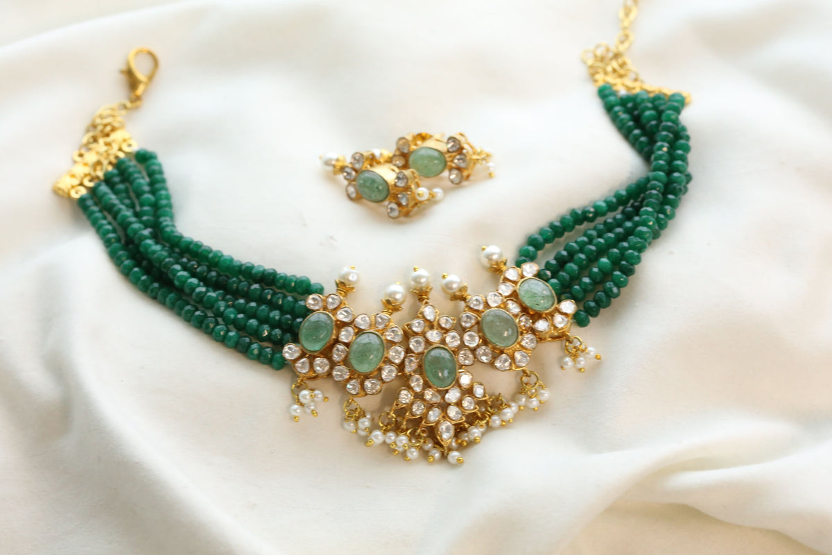 Krupa Moissanite & Aventurine Choker Set