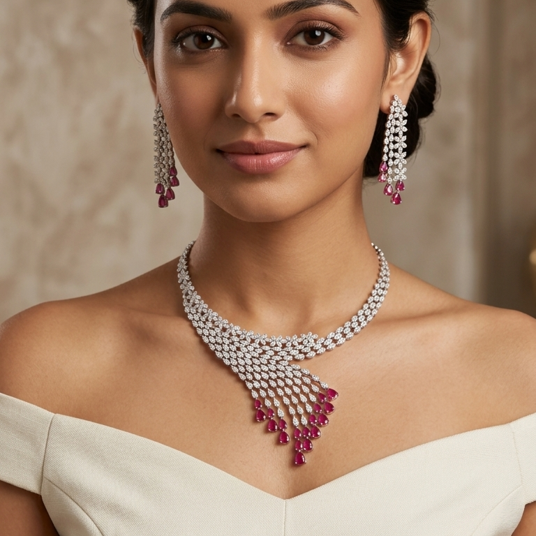 Jyoti Designer Micro CZ Necklace Set