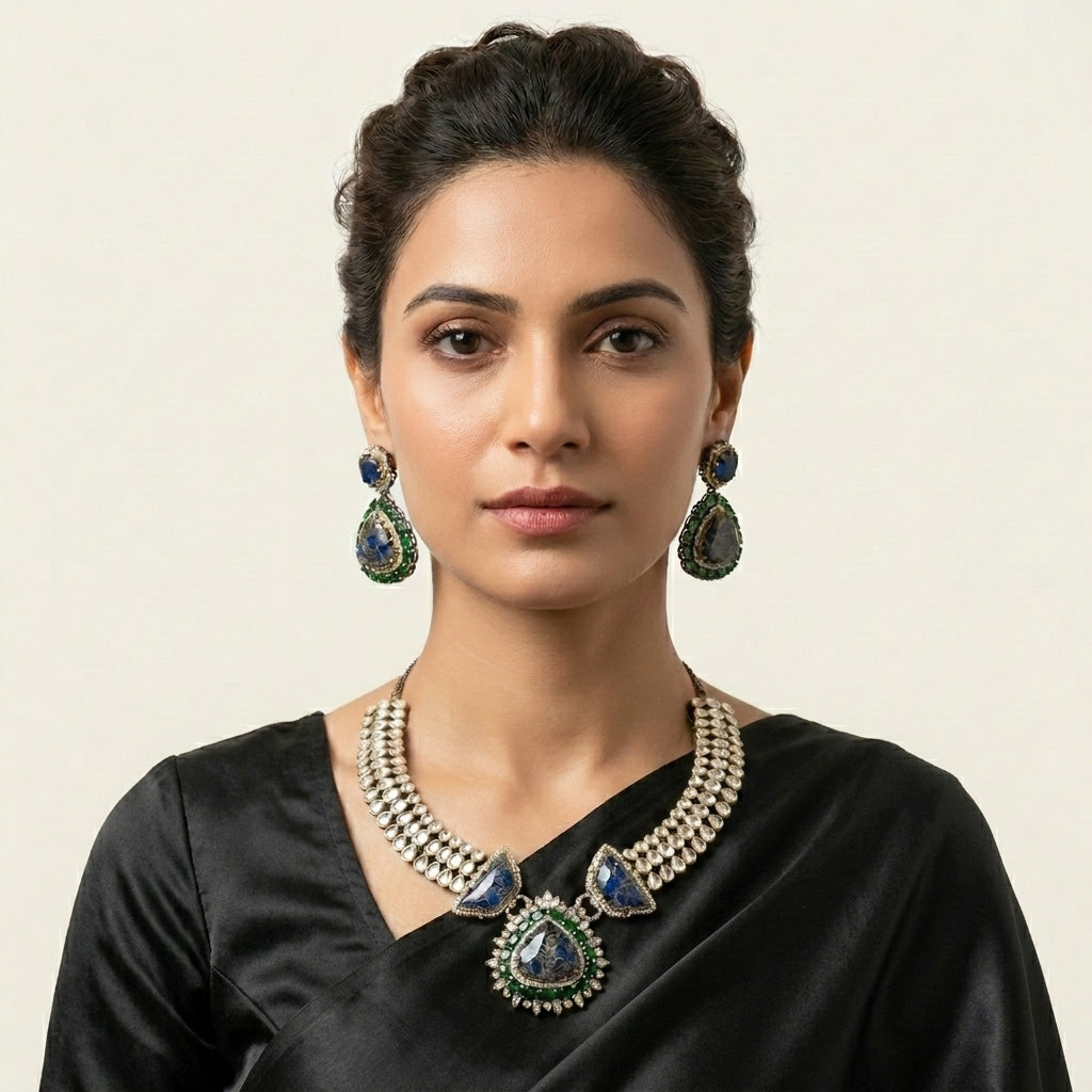 Mosaic Doublet & Kundan Necklace Set