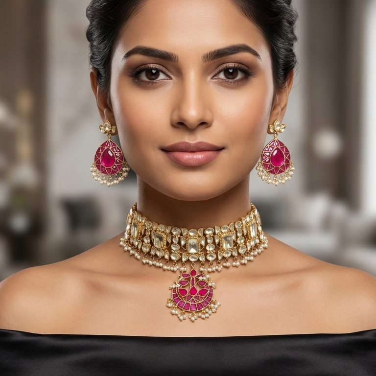 Takkar Kundan & Pachi Kundan Fusion Set