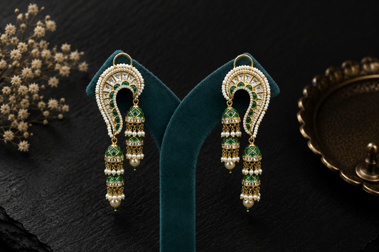 Tanvi Takkar Kundan Polki Kundan Jhumka - Green