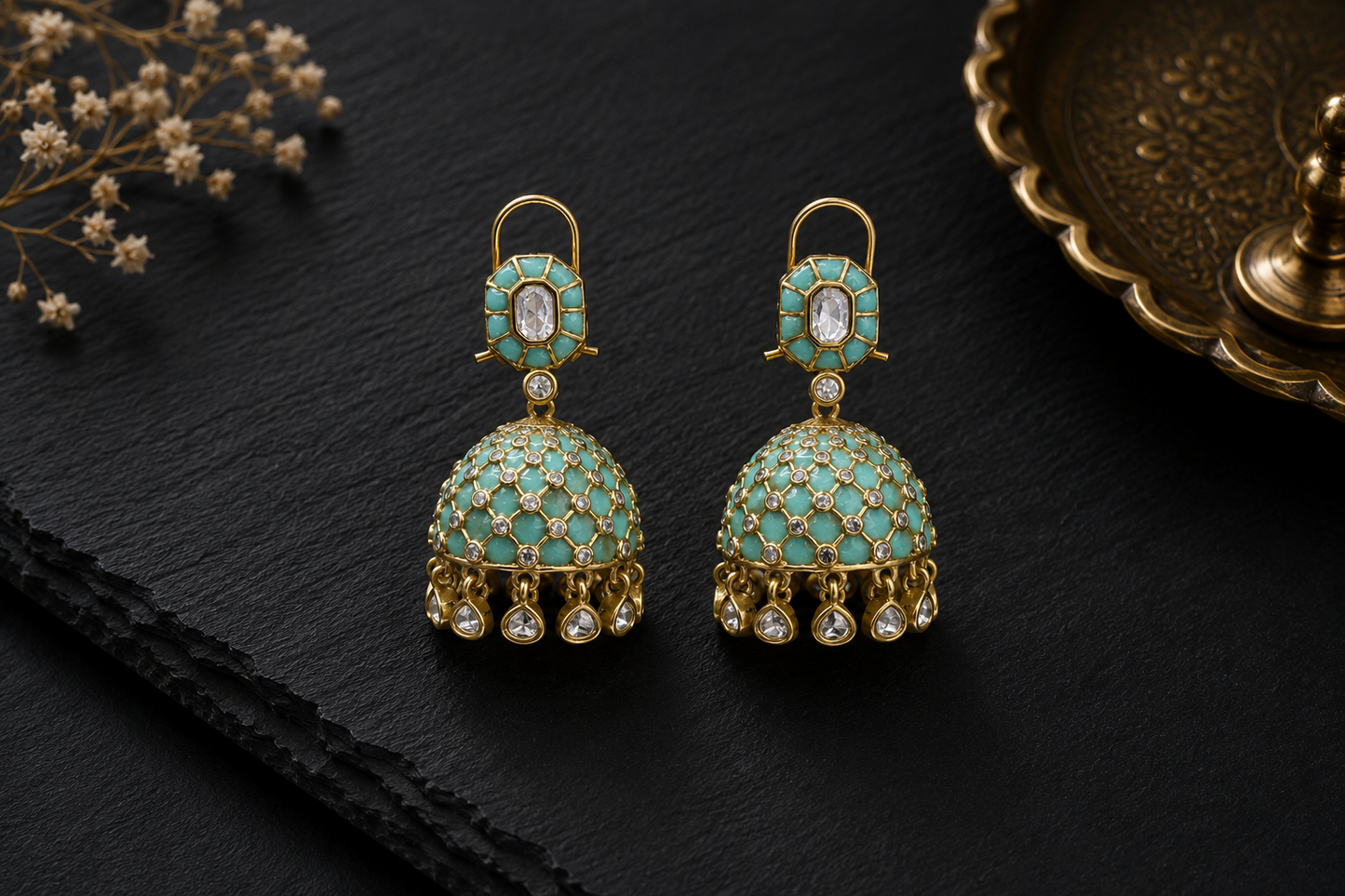 Takkar Kundan Polki Kundan Jhumka - Mint