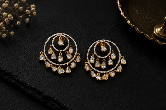Moissanite Polki CZ Earrings