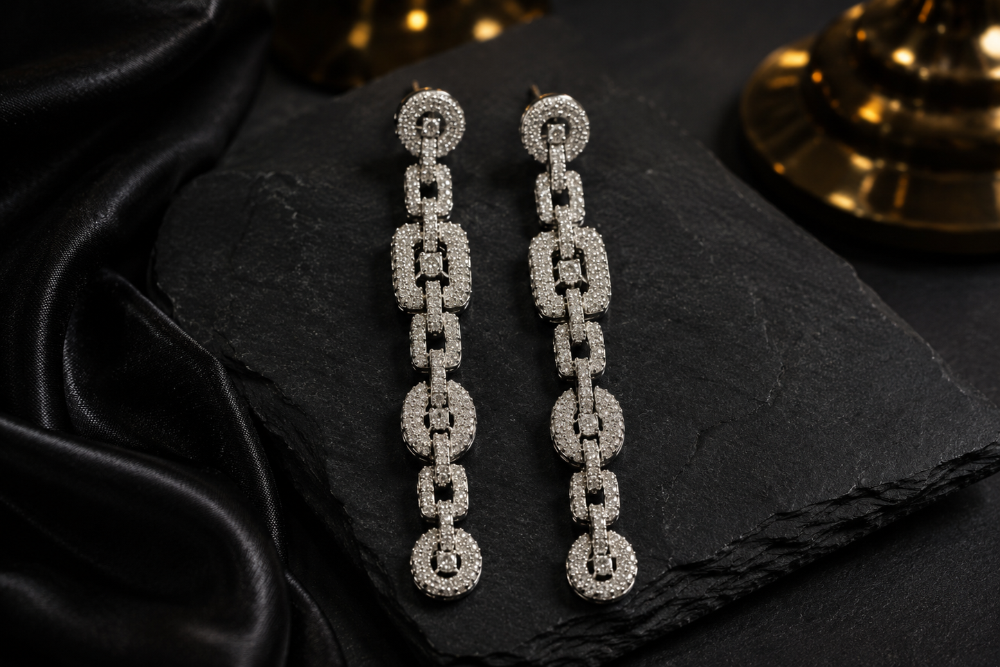 Malaika Link Chain CZ Earrings