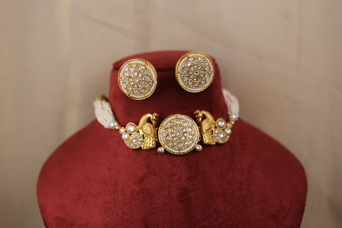 Jadau Kundan Choker Set - Clear