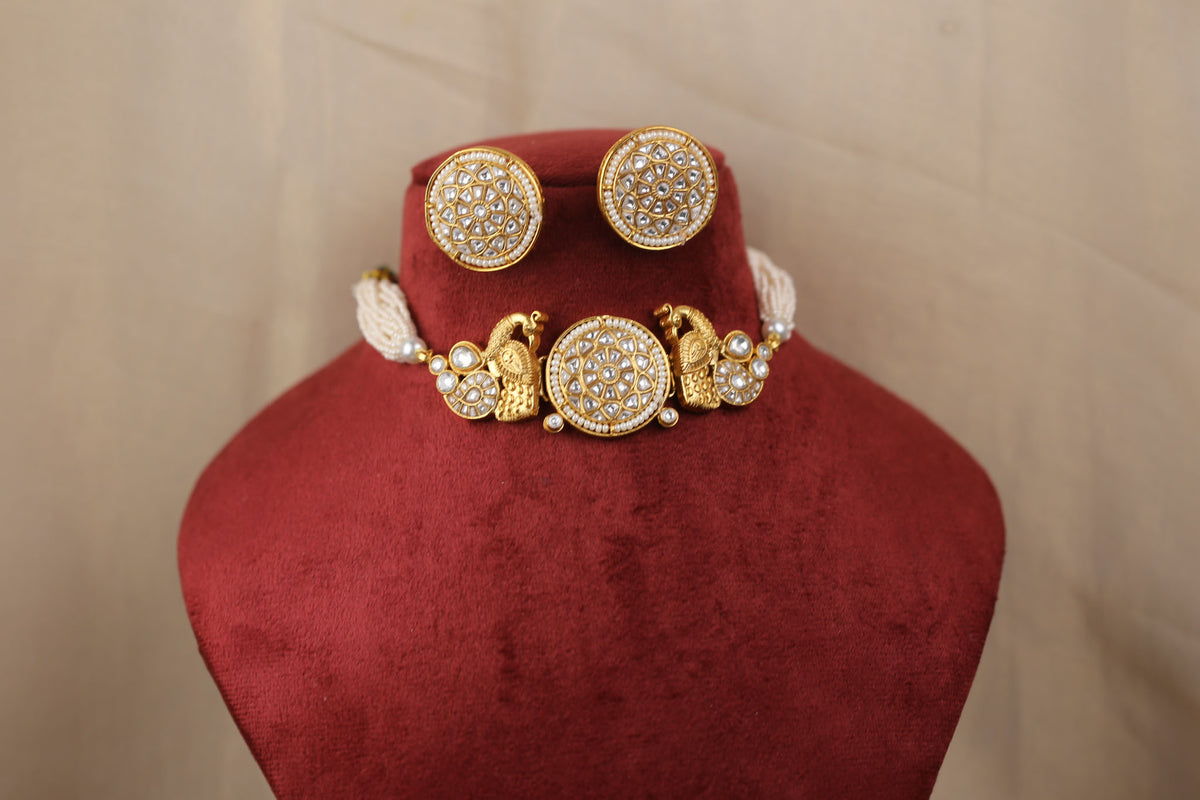 Jadau Kundan Choker Set - Clear