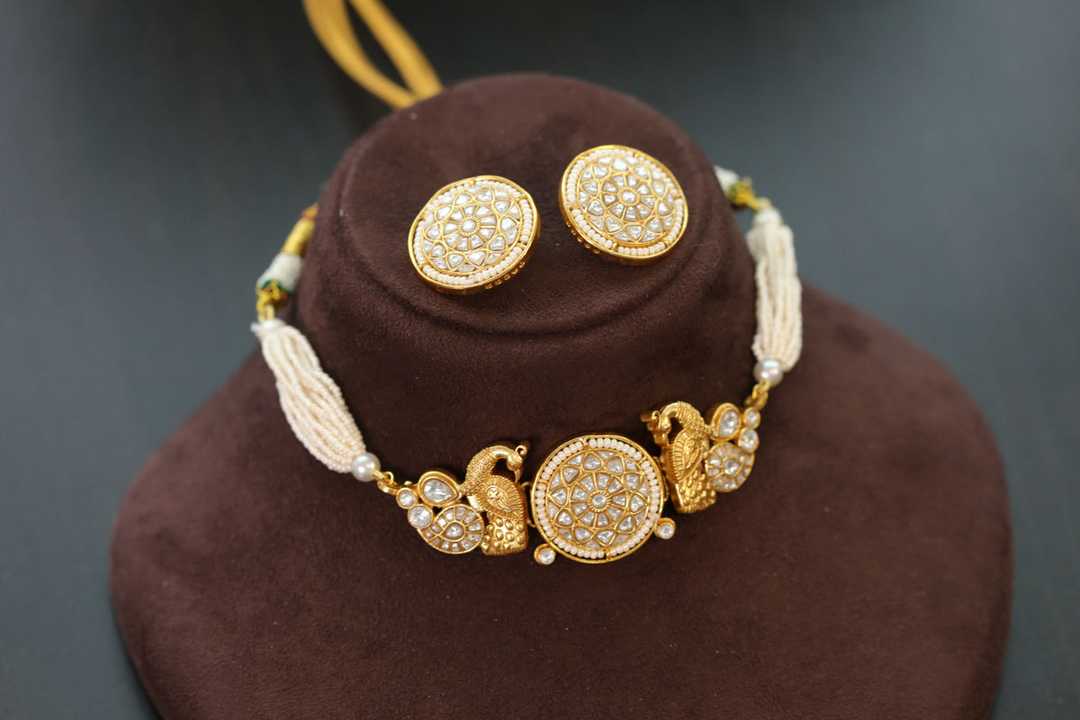 Jadau Kundan Choker Set - Clear