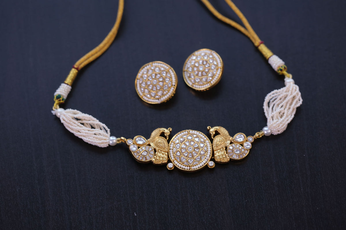 Jadau Kundan Choker Set - Clear
